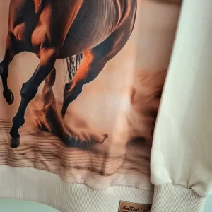 Bluza z kapturem brązowy koń w galopie