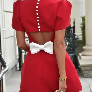 Fashion Temperament Bow Backless Dress