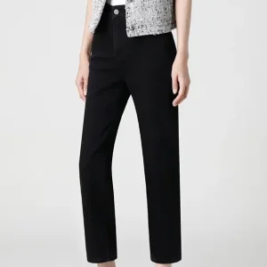 Black High-Waist Cigarette Jeans