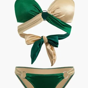 Contrast Knot Bikini Set