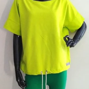 Bluza damska krótki rękaw owersize limonka