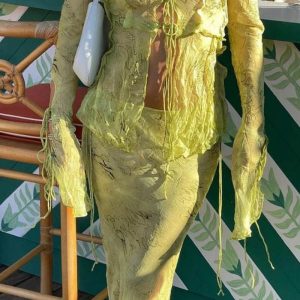 Cobra Blouse Wood Ear Print Long Skirt Suit Two Pieces