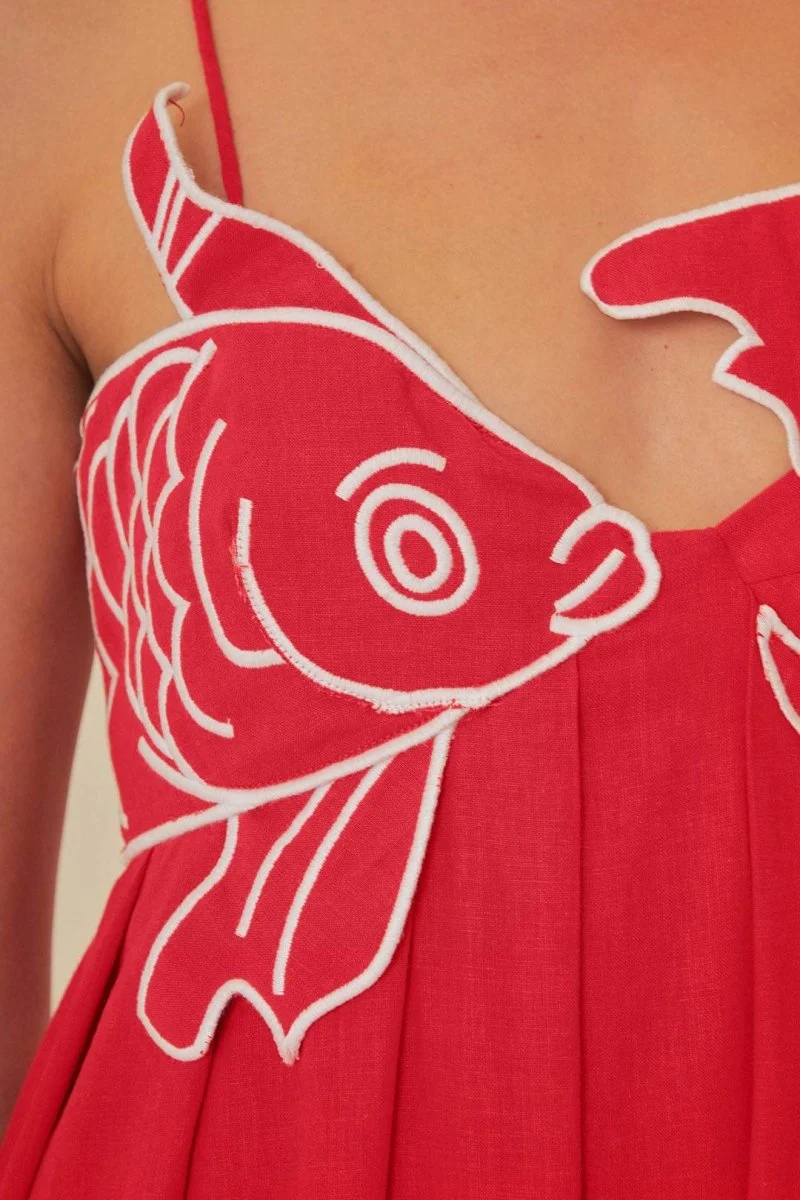 Eileen Goldfish Embroidered Maxi Slip Dress - obrazek 5