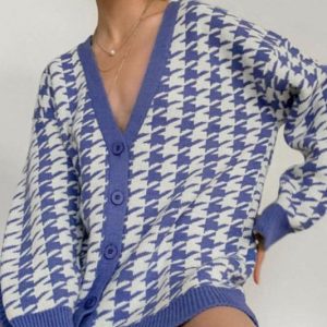 Houndstooth Oversized Cardigan