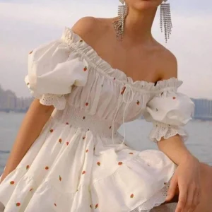 Rebecca Printed Puff Sleeve Mini Dress